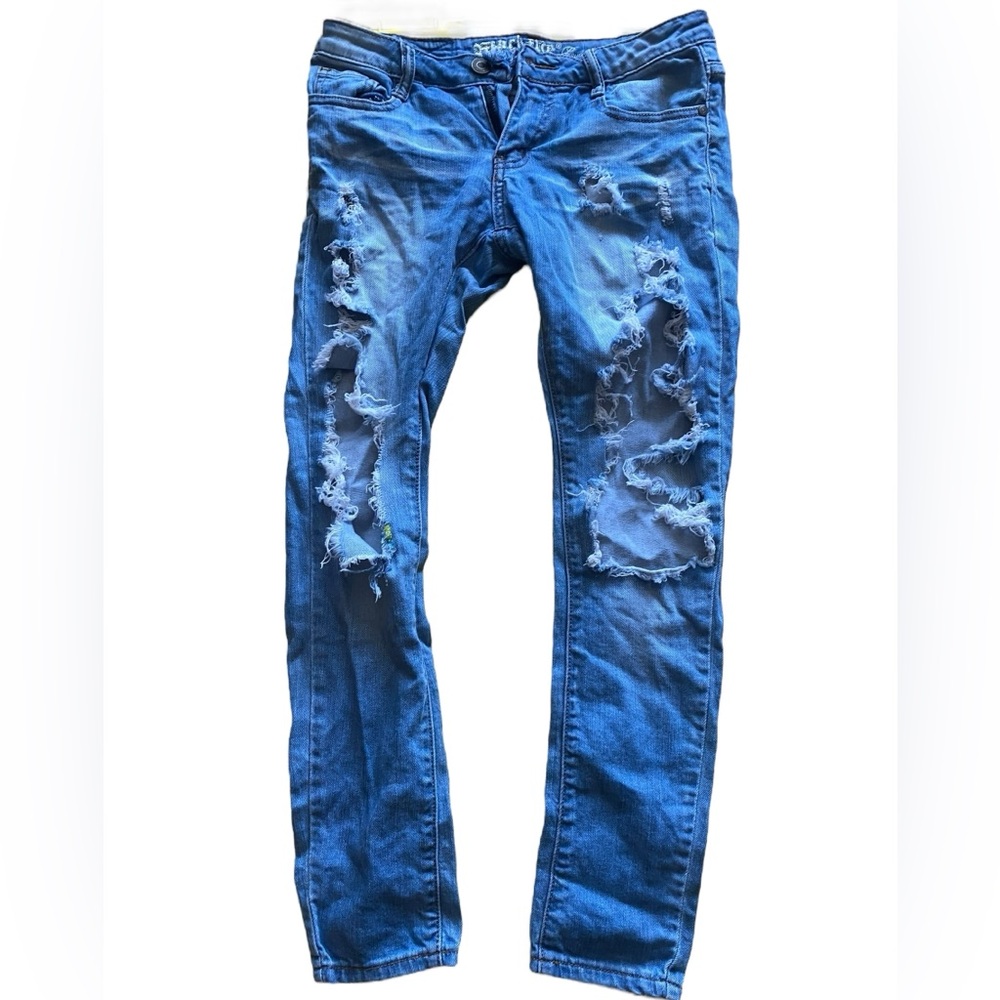Machine Pour Neuf Ripped Blue Jeans - Picture 2 of 6